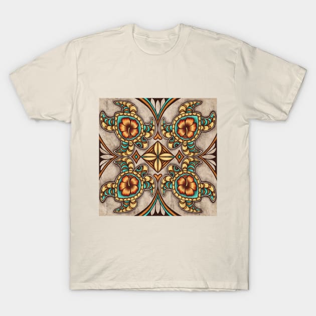 Tapa turtles - natural T-Shirt by AprilAppleArt